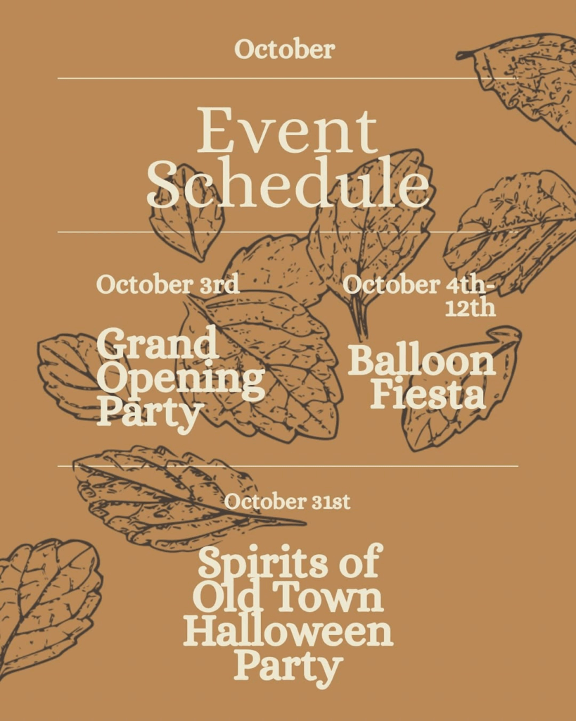 Spirits of Old Town - October Event Schedule
