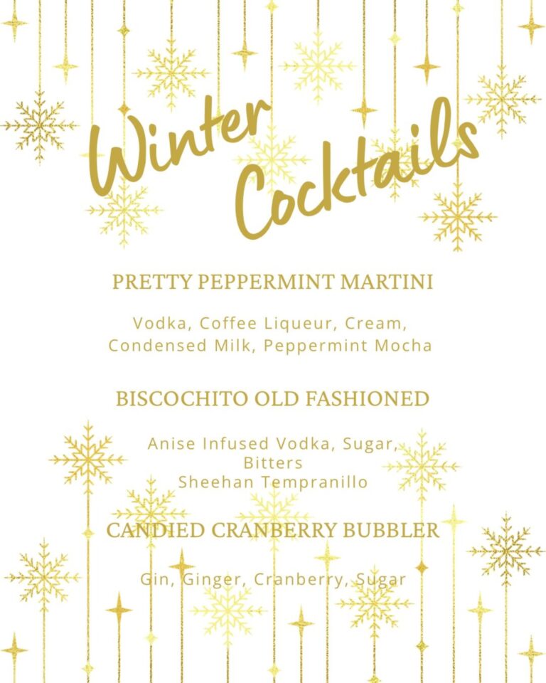 Winter cocktail menu