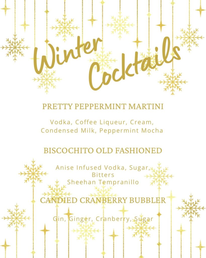 Winter cocktail menu