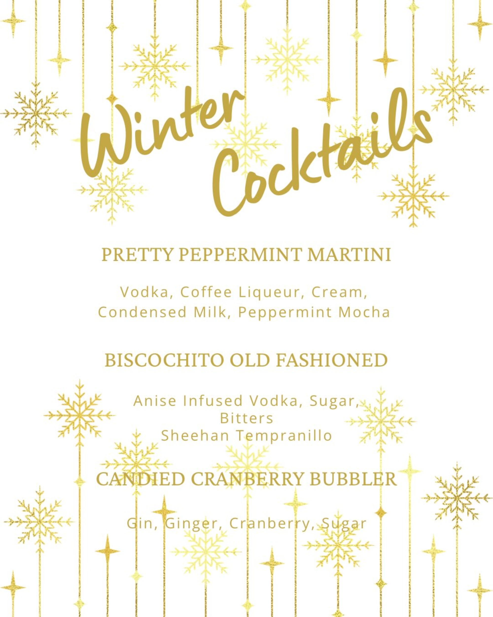 Winter cocktail menu